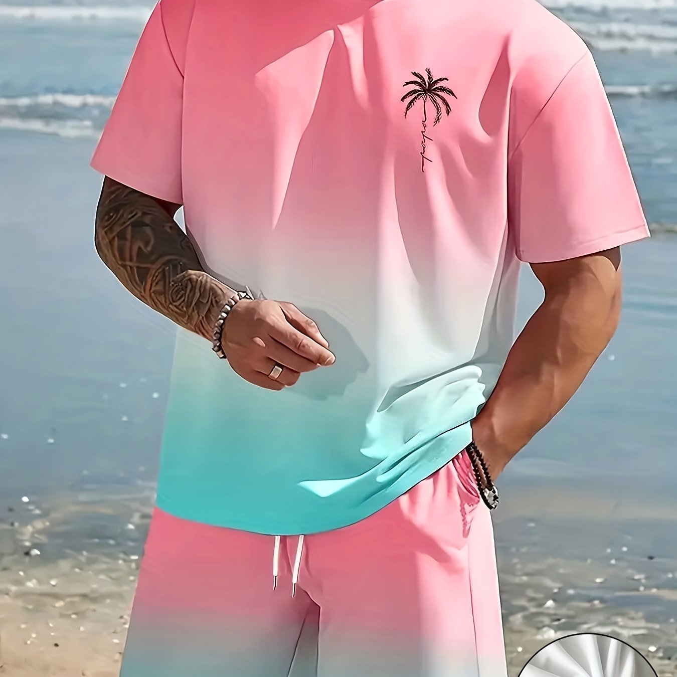 Men’s 3D Print Two-Piece Set – Crewneck T-Shirt & Shorts (Summer Casual Outfit)