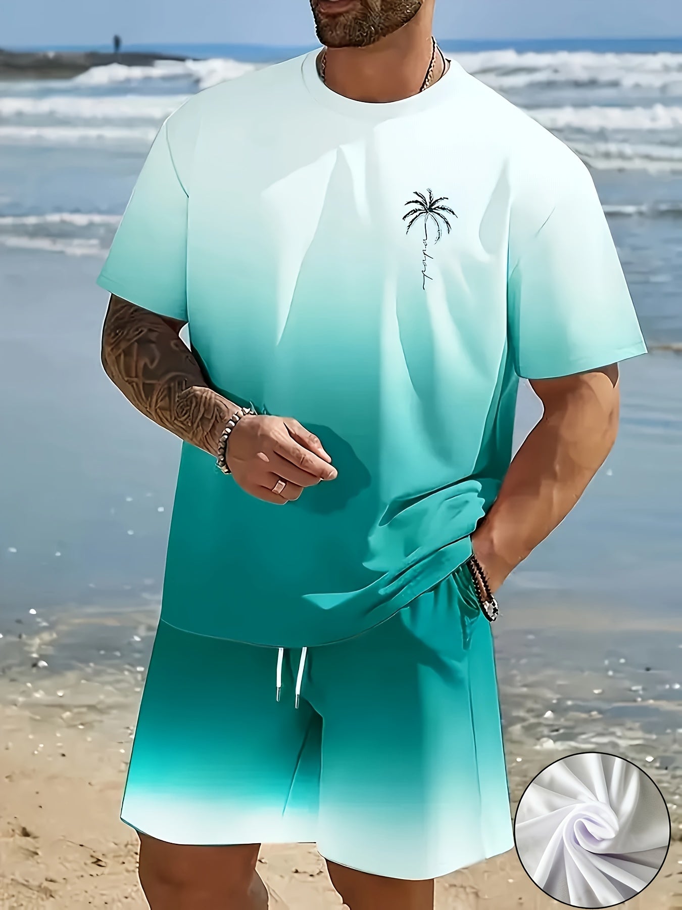 Men’s 3D Print Two-Piece Set – Crewneck T-Shirt & Shorts (Summer Casual Outfit)
