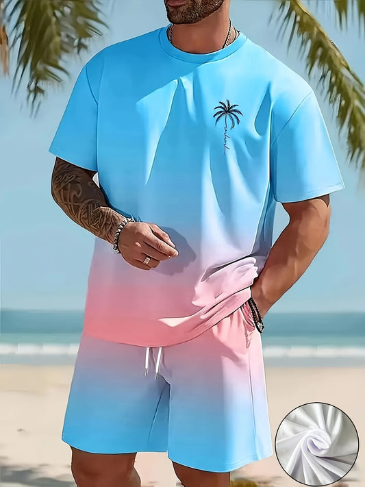 Men’s 3D Print Two-Piece Set – Crewneck T-Shirt & Shorts (Summer Casual Outfit)